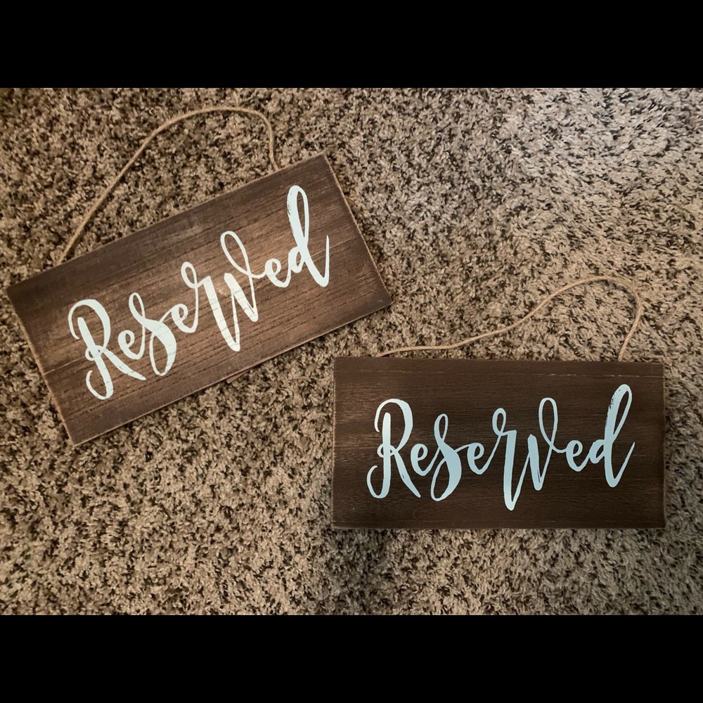 Reserved signs for wedding